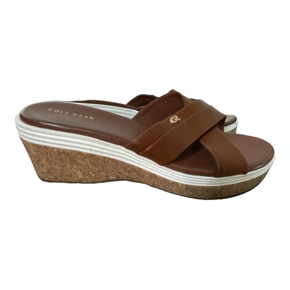 Cole Haan Briella Grand Wedge Sandals Woodbury 9.5 Brown / Tan